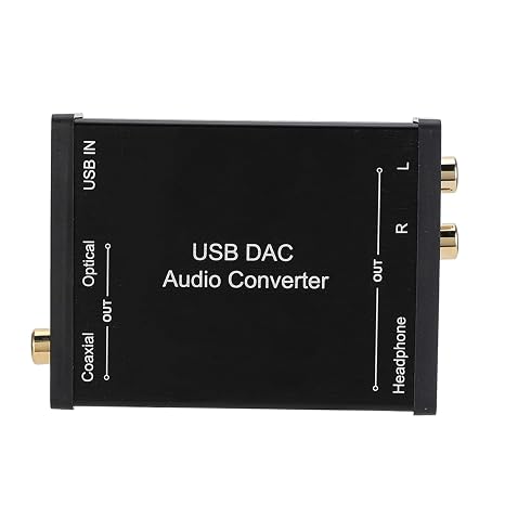 USB DAC Audio Converter, USB Sound Card Adapter with Analog Output, Coaxial Optical Digital Output, Earphone Output for 10, Plug and Play