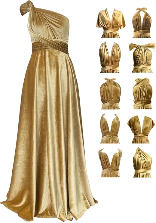 72styles Velvet Multi-Way Wrap Infinity Maxi Dress for Bridesmaids