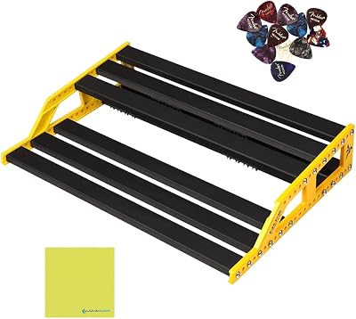 NUX Bumblebee Large Pedalboard NPB-L Bundle with 12x Fender Guitar Picks and Liquid Audio Instrument Polishing Cloth