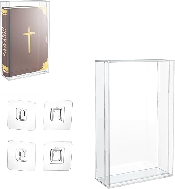 Clear Acrylic Bible Display Case with Adhesive Buckle, 10.2 x 7 x 2.4 Inch