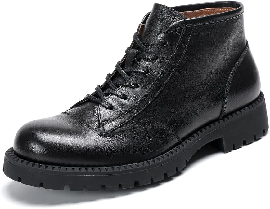 Men's Boots Genuine Leather Derby Platform Leather Boots Height Increase for Men