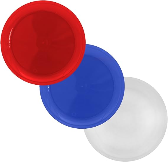 Party Essentials Patriotic Assortment Disposable Hard Plastic Party Plates, Red/Clear/Blue, 6", 20-Count