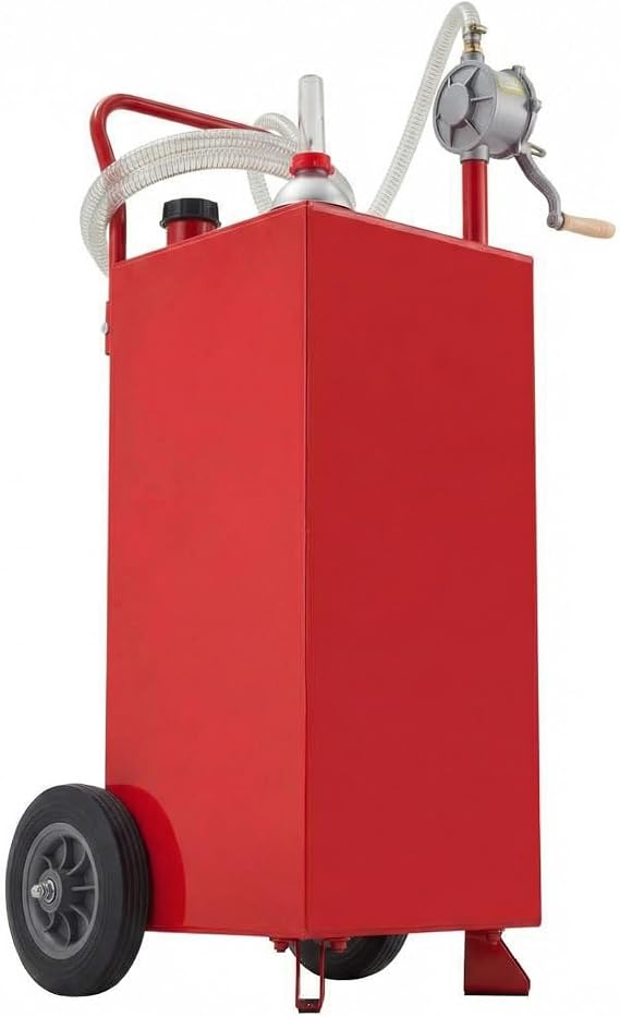 Fuel Caddy, 35 Gallon, Manual Pump, 2 Wheels, Red