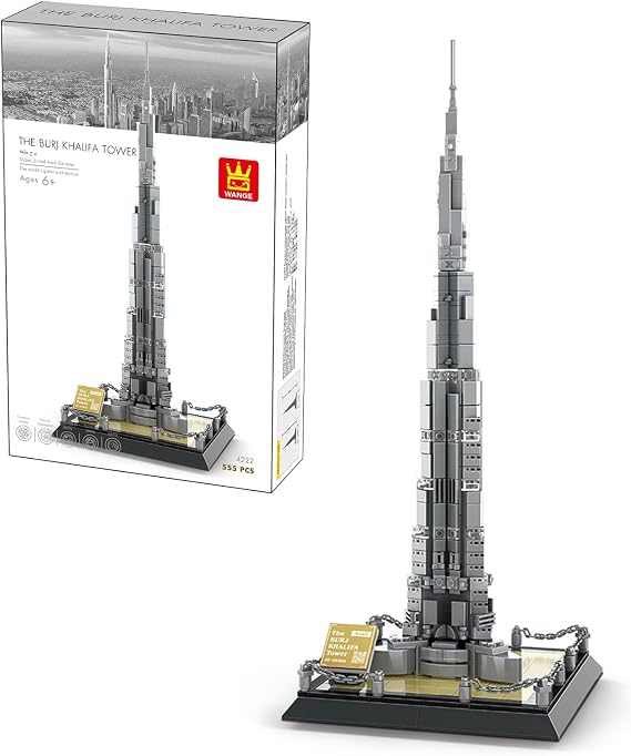 Burj Khalifa Tower Dubai Building Blocks Set 555 Pieces Advanced Architecture Model Kit, Collectible Architecture Souvenir, for Adults & Kids