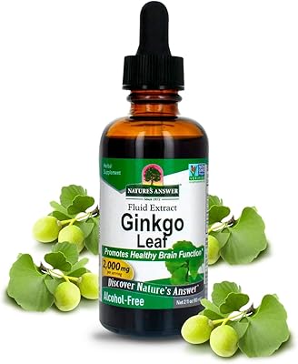 Natures Answer Alcohol-Free Ginkgo Leaf 2000mg 2oz Extract | Stimulates Memory, Mood & Concentration | Gluten-Free, Kosher Certified & No Preservatives | Single Count