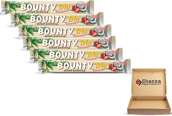Bounty Trio Strawberry & Coconut Chocolate Bars 78g – Pack of 6, 468g Total, Fruity Coconut Chocolate Treat, Individual Trio Portions, Multipack for Snacking, Sharing & Gifting
