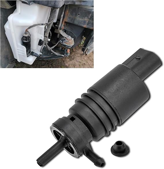 Windshield Washer Fluid Pump Replacement, Windshield Washer Pump with Grommet, Replaces OEM #: 67128362154, 67128377612, Compatible with Most Vehicles, Car Accessories Parts