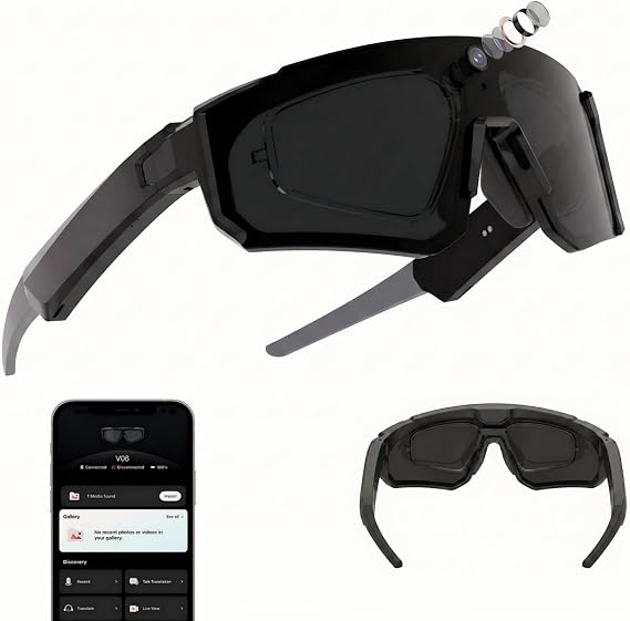 AI Smart Glasses, Bluetooth Sunglasses for Outdoor Sports-Black