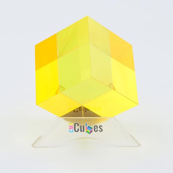 CMY Cubes The Y Cube (50mm) - Yellow Hue Cube - Optical Color Cube - Diamond Polished - Teaches Subtractive Color Mixing - Educational, Scientific, Physics & Kinetic Art Desk Object