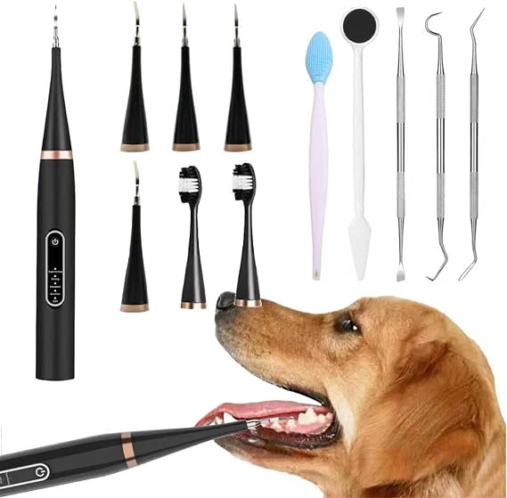 Dog Electric Toothbrush Kit, Pet Plaque and Tartar Remover Tool, Pet Toothbrush Cleaning Kit, Sonic Toothbrush Cleaner for Pets Dental Care, Dogs Toothbrush Cleaning Kit