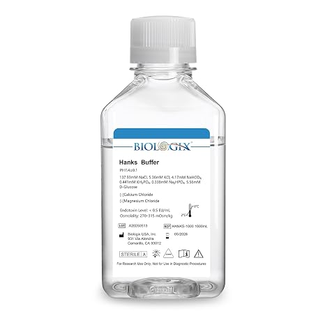 Hanks' Balanced Salt Solution, HBSS Buffer Without Calcium & Magnesium, 0.1m Filtered Sterilization, Reay to Use Lab Buffer, 1000ml