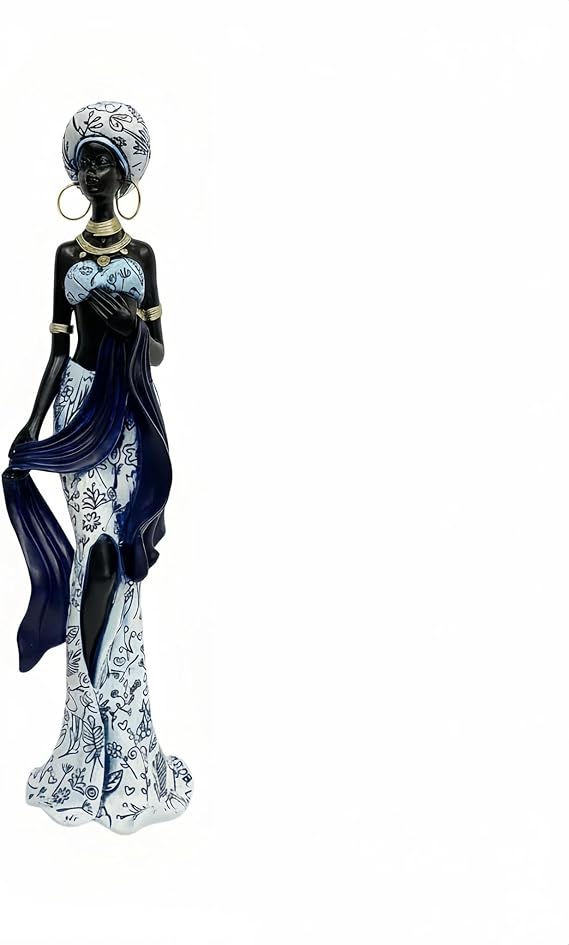 Lescafita Oshun Inspired African Goddess Statue Light Blue Sculpture