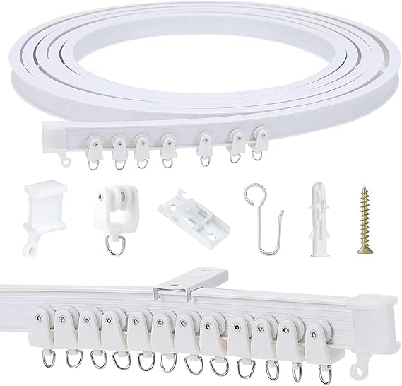 Flexible Bendable Ceiling Curtain Track, 5m (16.4ft), Ceiling Track Ceiling Mount, for Curtain Track with Track Curtain System, RV Curtain Spacer,