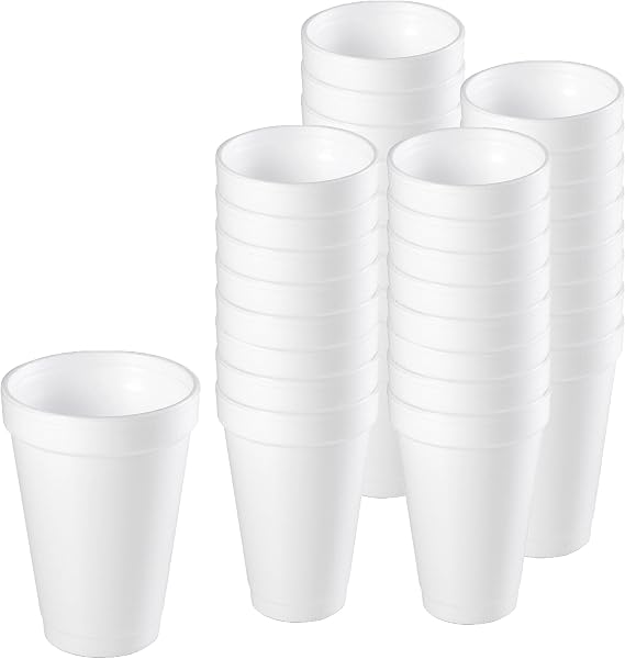 EcoQuality 10 oz White Insulated Foam Drinking Cup Single Use Disposable for Drinks Water Coffee Tea Juice Soda Espresso Latte Cooler Cups (100)