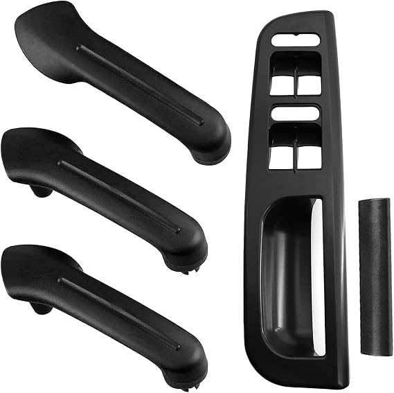 Handle Switch Frame Protective Cover, Black, with Handle, Lifter Panel and Lifter Panel Accessories, Car Interior Trim Accessory Protective Cover, Fits Bora Golf IV J-etta (5)