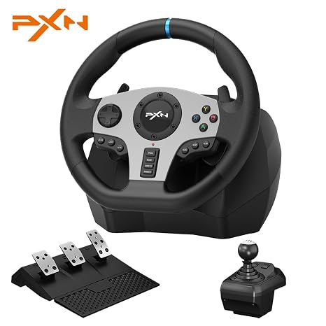 PXN Gaming Racing Wheel V9 Steering Wheel | 270/900 Car Simulation with Pedal and Shifter, Paddle Shifters Driving Wheel