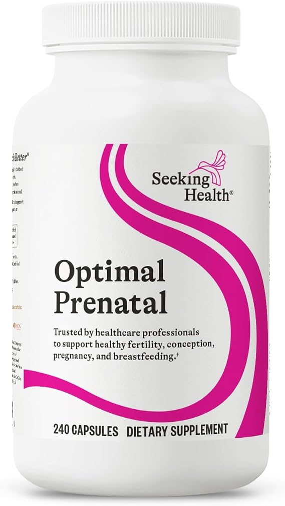 Seeking Health Optimal Prenatal - Supplement with Vitamin B12, L-Methylfolate, Choline - Vegetarian Supplement to Support Optimal Prenatal Health - 240 Capsules