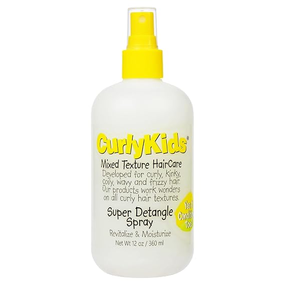 CurlyKids Super Detangling Spray, 12 fluid ounces, Hair Conditioner or Detangling Spray for Kids, Frizz Control, Easy Styling for All Curl Types, Sulfate & Paraben Free | Conditioner & Detangler, Frizz Control, Easy Styling for All Curl Types, Sulfate-Free