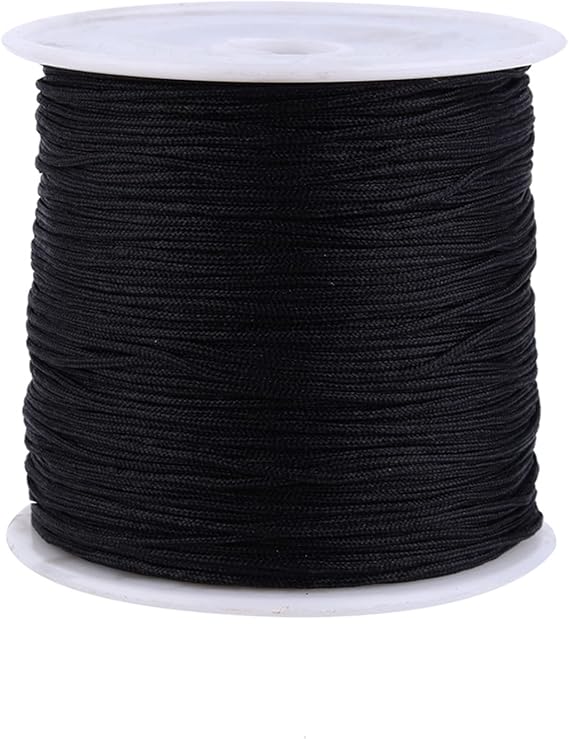 0.8 mm Nylon String for Bracelets, 100M Nylon Cord for Jewelry Making, Black Chinese Knotting Cord, Chinese Knotting Rope for DIY Jewelry Making Bracelets Craft String, 1 Roll