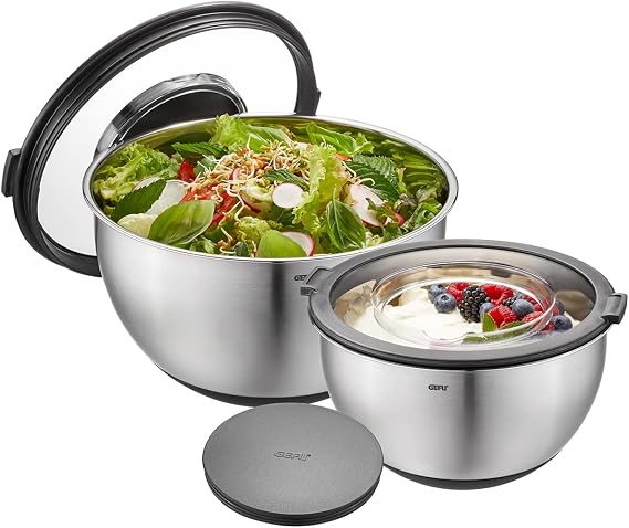 Set of Bowls with Spash Guard Lid