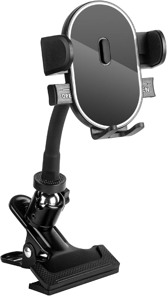ROCKFREE Clip Phone Holder,Auto-Locking Clamp,360 Rotating Base,3.9" Arm
