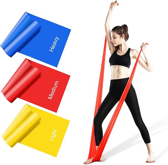 Resistance Bands Set, 1.5M/4.9ft Exercise Bands with 3 Resistance Levels | Exercise Bands Resistance for Women Men, Stretch Bands for Exercise, Strength Training, Yoga, Gym, Pilates,Carry Bag Included