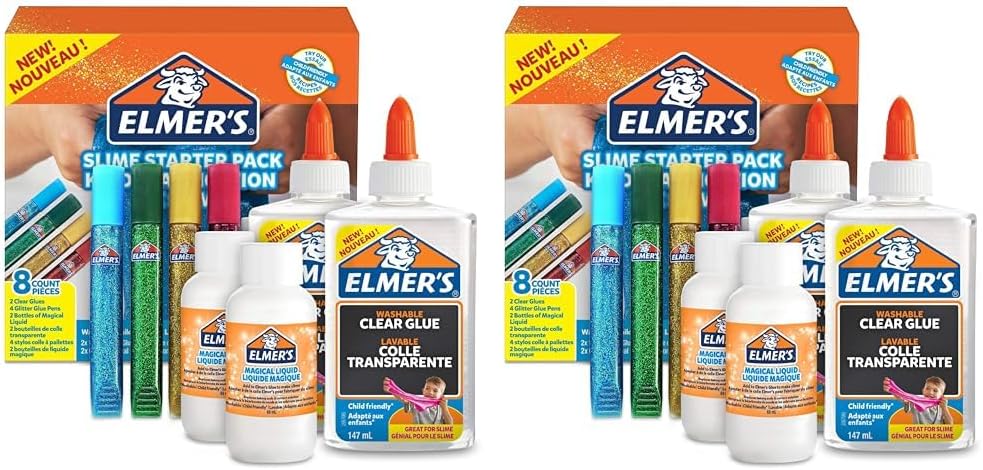 Elmer’s Glue Slime Starter Kit, Clear Glue, Glitter Glue Pens and Magical Liquid Slime Activator Solution