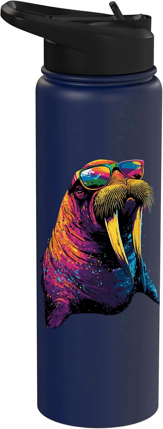 Walrus with Sunglasses Tusks Seal Pacific Walruses Stainless Steel Insulated Water Bottle