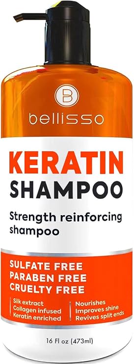 Keratin Enriched Shampoo - Sulfate and Paraben Free - Anti Frizz Treatment for Women and Men Professional Salon Grade Repair Formula with Silk Protein for Dry, Frizzy Damaged and Color Treated Hair