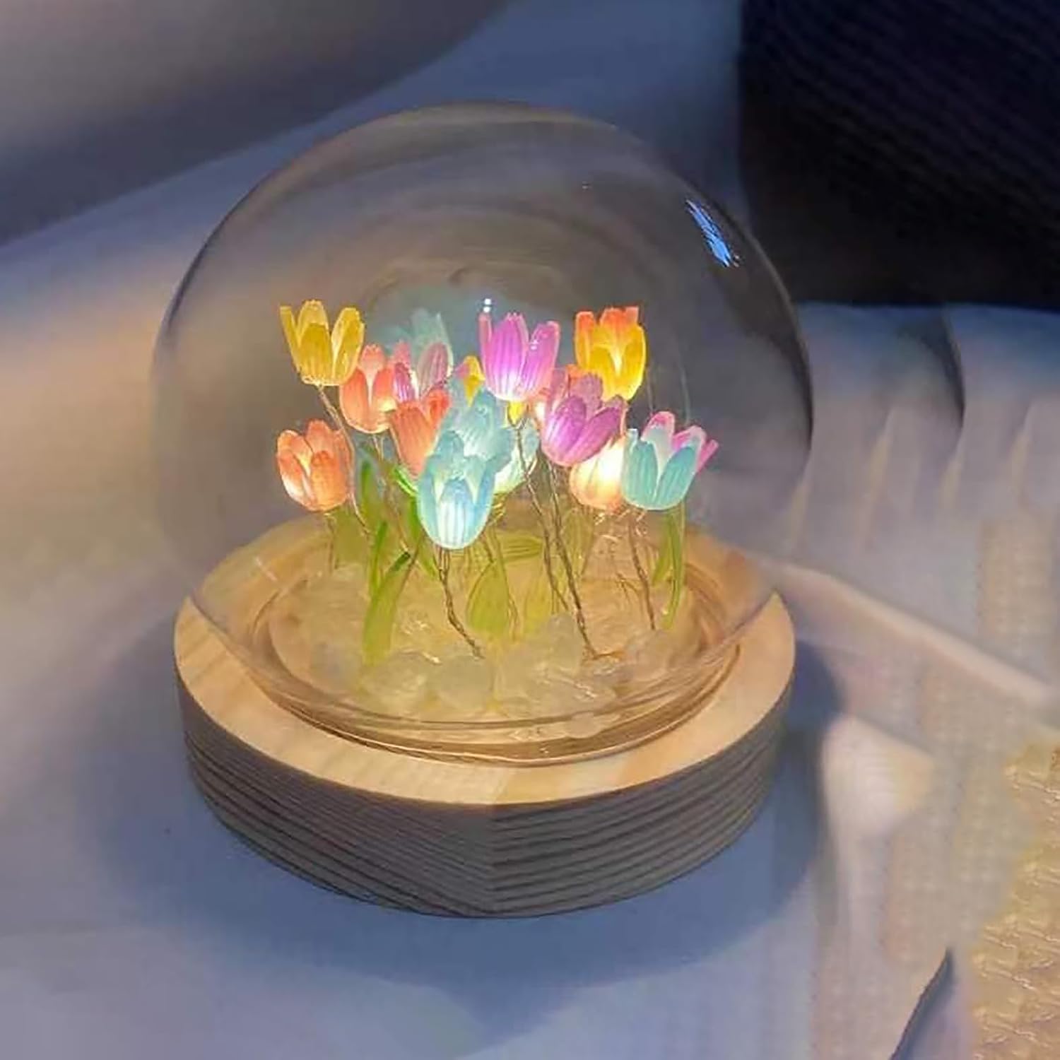 DIY Tulip Night Light,WONFAST Handmade Furniture Decoration Multicolor Simulation Flower Bedroom Sleeping Table Lamp Desk Ornament Children Girl Couple Friends Gift Atmosphere Decoration 13 Flowers