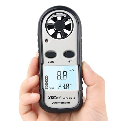 Digital Wind Speed Meter Anemometer, Handhled Wind Gauges Measuring Wind Chill Temperature Speed, Wind Meter Thermometer Gauge for Shooting Windsurfing Fishing Hunting Gray