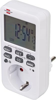 Brennenstuhl Comfort-Line Digital Weekly Timer, Digital Timer Socket Weekly Timer for Indoor use, Countdown Function and with Increased Contact Protection
