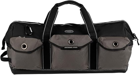 Bucket Boss Extreme Big Daddy Tool Bag in Grey, 65024, Black|Black and gray
