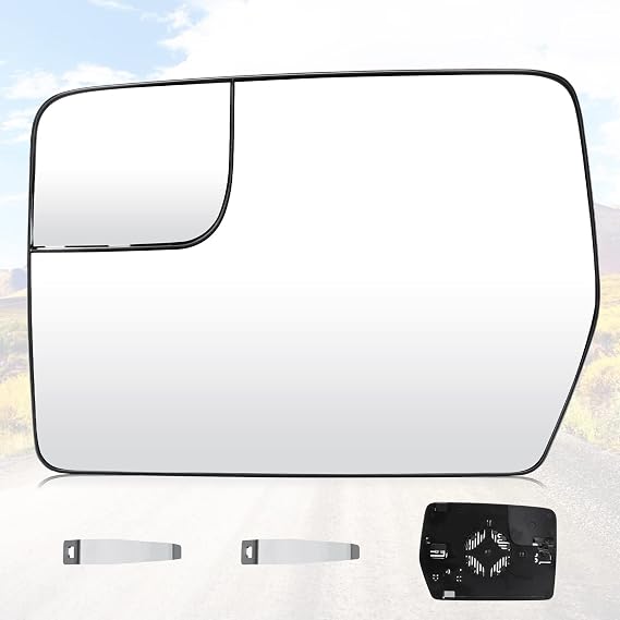 Youxmoto Driver Left Side Heated Mirrors Glass Replacement, Fit for Ford F150 2011 2012 2013 2014 Side View Mirror Glass with Rear Holder, Fit for BL3Z-17K707-E