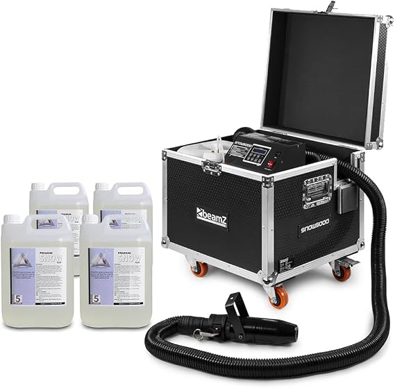 beamz SNOW5000 High Powered Snow Machine on Wheels, 20L Fluid, Hose, Case
