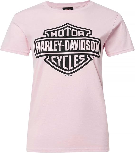Harley-Davidson Women's Bar & Shield Logo Short Sleeve Crew-Neck T-Shirt, Pink