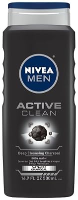 NIVEA FOR MEN Body Wash Active Clean 16.9 oz Pack of 12