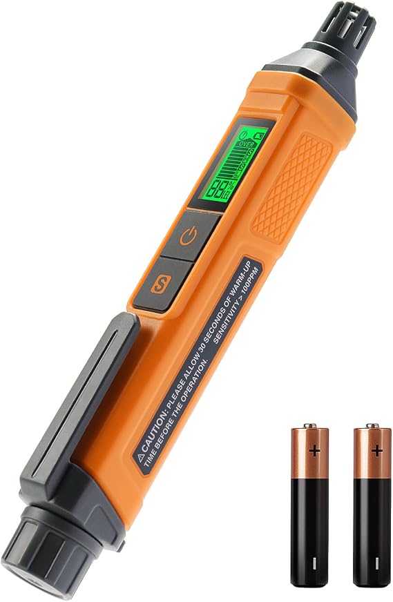 PT205 Natural Gas Detector with Audible & Visual Alarm, Gas Leak Detector with%LEL Value of Methane, Butane, Propane for Home, RV (Includes Batteryx2)-Orange