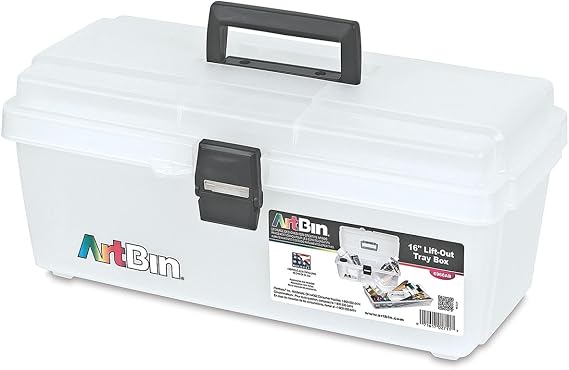 ArtBin 6966AB 16 in. Lift-Out Tray Box, Portable Art & Craft Organizer with Handle and Tray, Clear