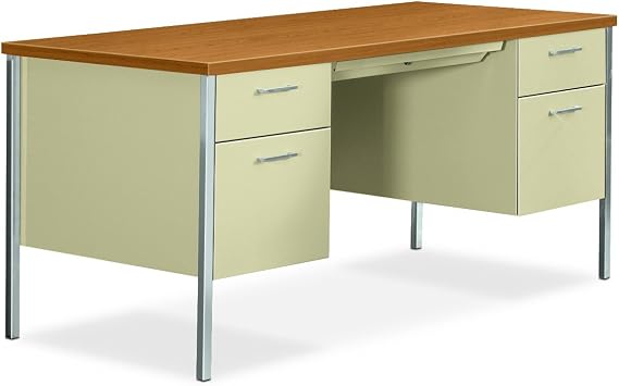 HON 34962CL 34000 Series Double Pedestal Desk 60w x 30d x 29 1/2h Harvest/Putty, Harvest/Putty