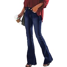 Women's High Waist Bootcut Jeans Skinny Straight Denim Jeans Retro Y2K Style Boyfriend Jeans With Side Pockets Wide Leg Jeans Dark blue,S