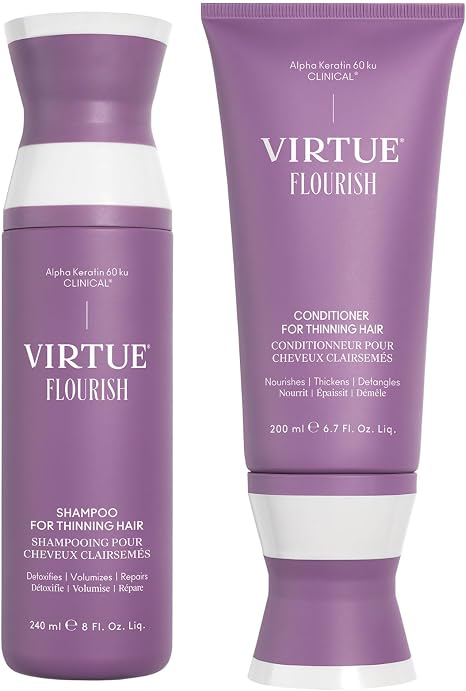 Virtue Flourish Shampoo and Conditioner Set for Fine or Thinning Hair | Sulphate Free Hair Growth Product