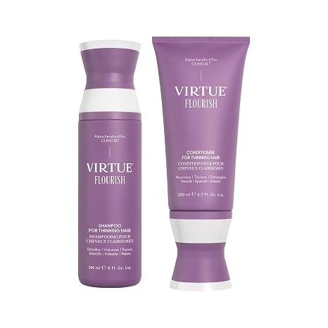 Virtue Flourish Shampoo & Conditioner Set for Thinning Hair, 8oz
