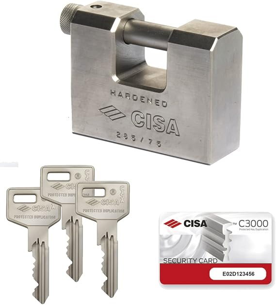 CISA 12855N7500000C3 Anti-Burglar Lock Steel Monoblock Cylinder C3000, 75 mm