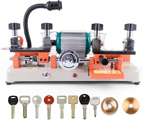 Key Cutting Machine, Multifunctional Double Head Key Copy Tool, 120W Horizontal Design, Hand Wheel Operation, Precision Key Duplicator for Home and Professional Use