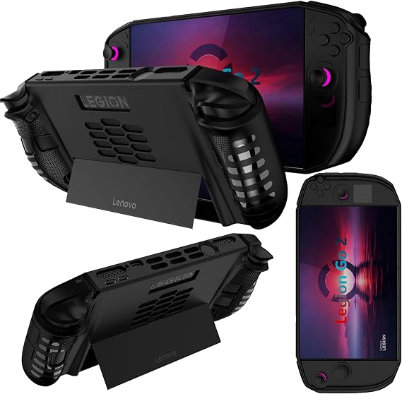 Silicone Protective Case for Lenovo Legion Go 2 Gaming Console, Soft Flexible Lightweight TPU Shock-Absorption Anti-Scratch Non-Slip Rugged Bumper Game Console Cover, Black