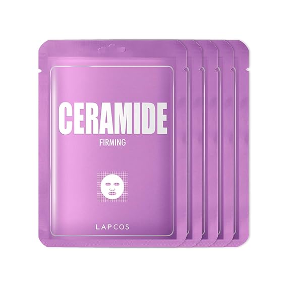 LAPCOS Derma Ceramide Sheet Mask - Firming Skin Barrier Repair (Pack of 5)