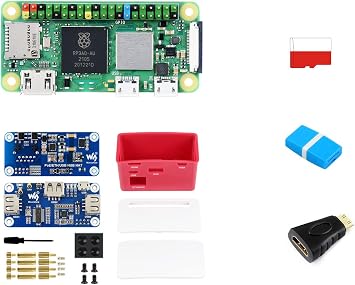 Waveshare Package F Compatible with Raspberry Pi Zero 2 WHC Bundle with PoE-ETH-USB-HUB-Box Micro Card 16GB Card Reader and So On 6 Items with Pre-Solder Color Coded Pinheader