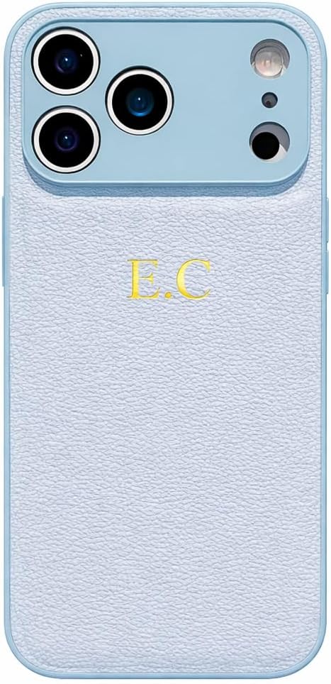 Personalized Phone Case for iPhone, Luxury PU Leather Custom Embossed Initials Monogram Cover, Compatible with iPhone 17, 16, 15, 14, 13, 12, 11,
