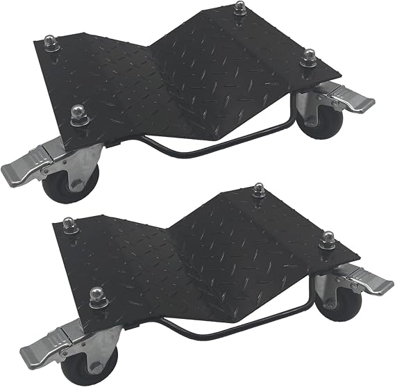 Set of 2 Car Tire Wheel Dolly Furniture Lifters - Heavy Duty Under Vehicle Tire Skates Motorcycle Jack and Moving Dollies with Wheels 3000lbs Capacity Black (Black, 2 Dollies)